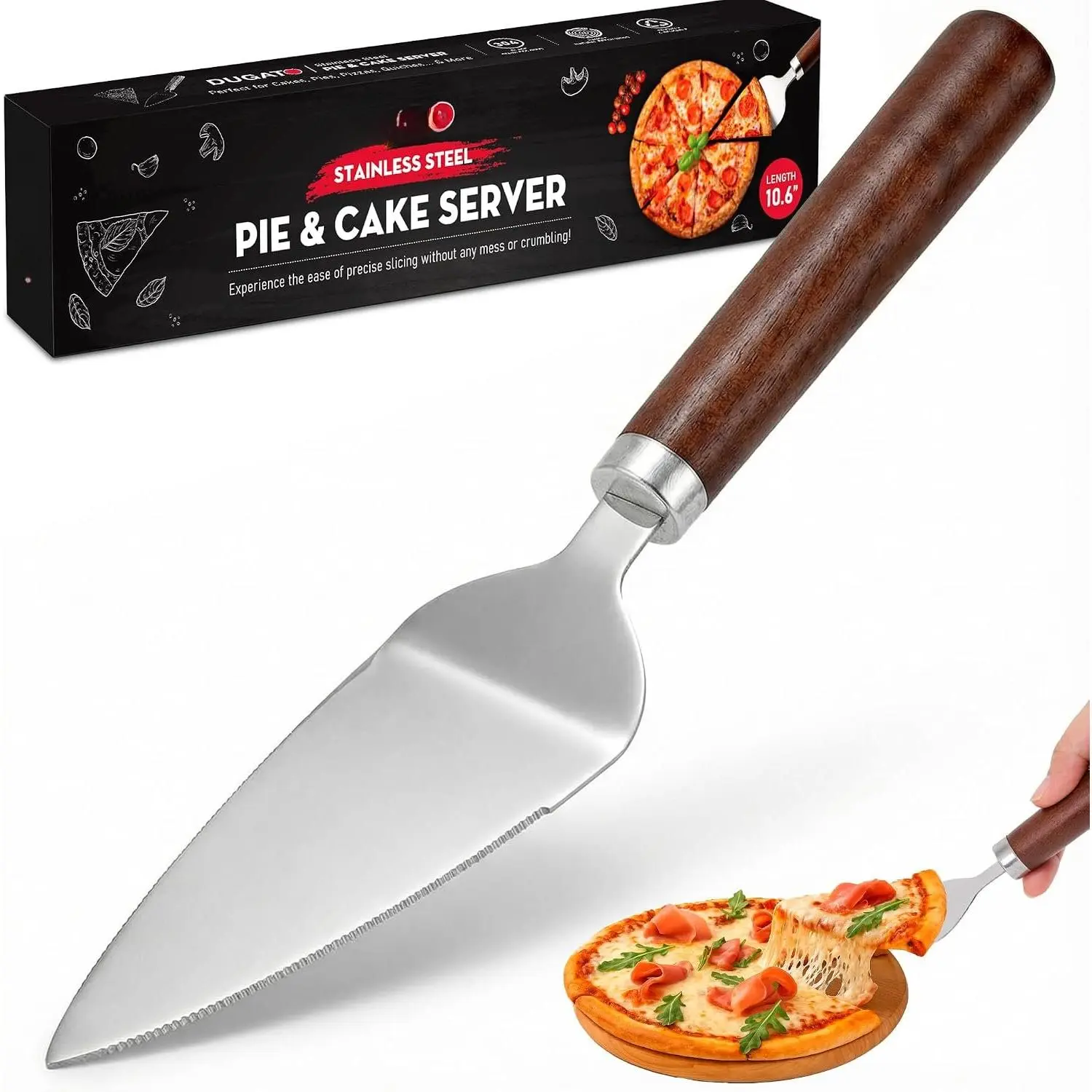 Pie Server Spatula, Serrated Stainless Steel with  Handle | Pie & Cake Server for Clean Slices, -Safe Pie  and Pie Spatula for Cakes, Pizza, Quiche, Tarts & Lasagna