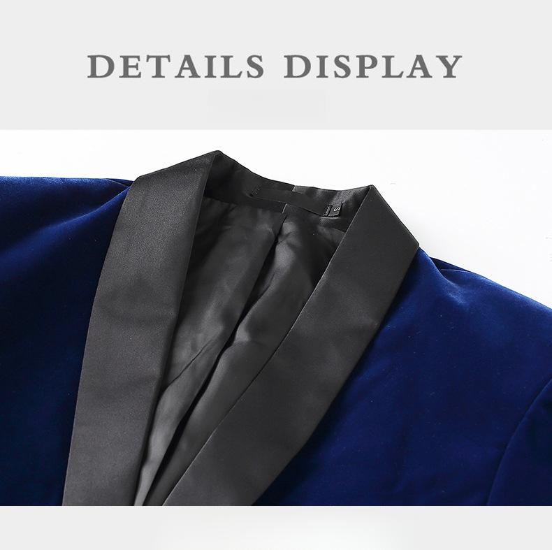 Men's 3-Piece Slim Fit Shawl Lapel Suit Color Block Korean Style Groom Wedding Tuxedo With Side Vents Men's 3-Piece Slim Fit Shawl Lapel Suit Color Block Korean Style Groom Wedding Tuxedo With Side Vents