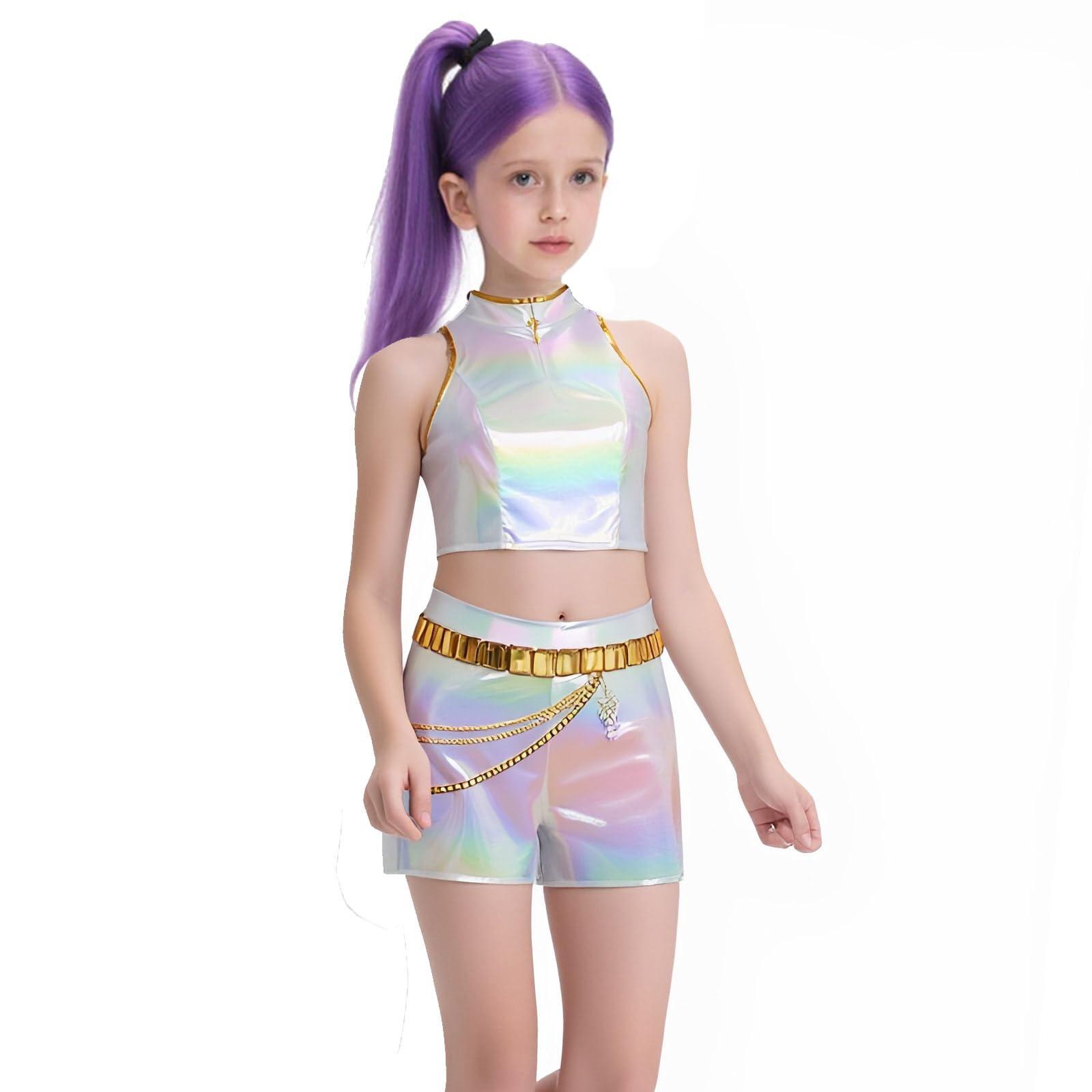 Halloween Dance Costume and Music fashion Style Cosplay Set |               3-piece Performance Set Children's Party Suitable for Ages 3-12