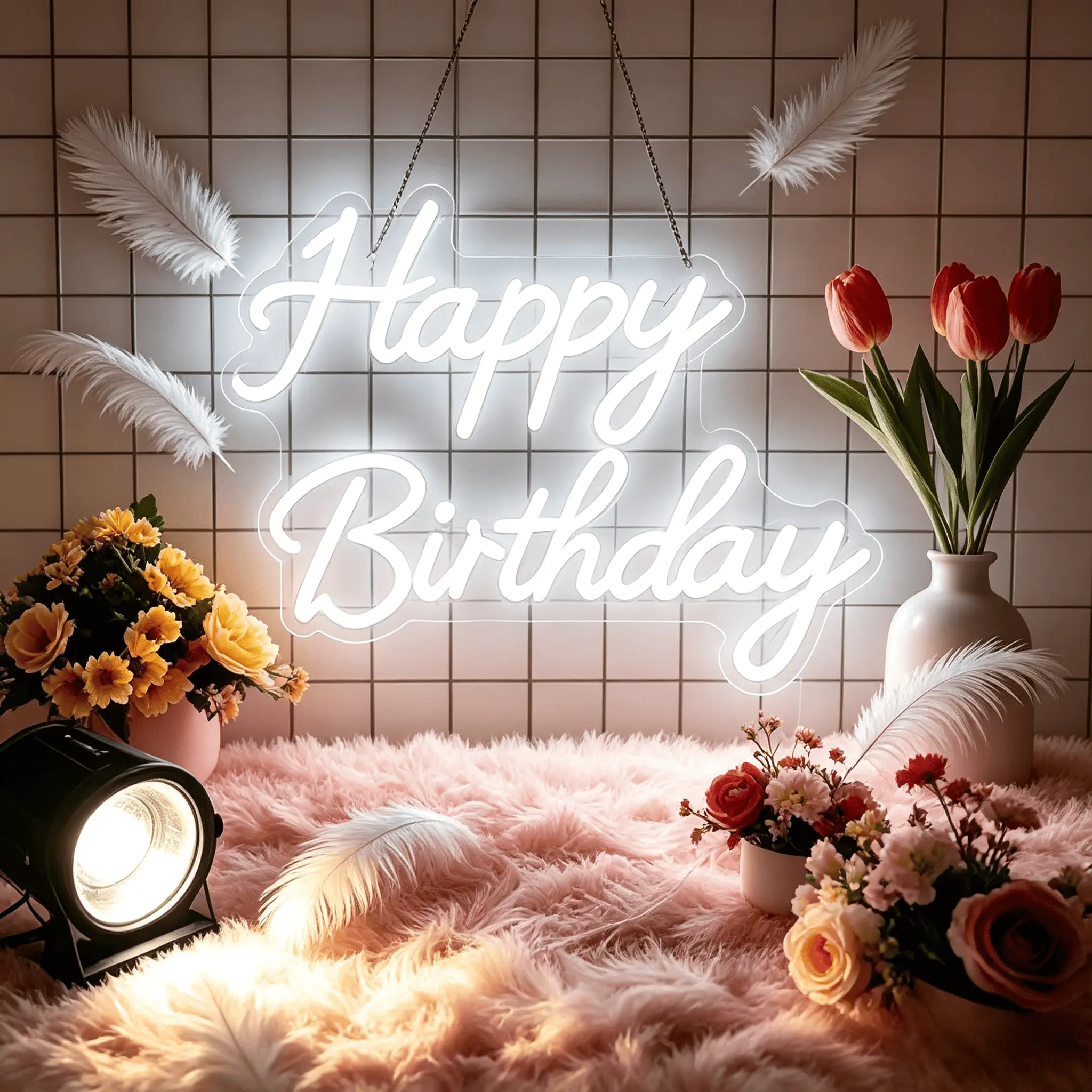 white happy birthday led sign2（17inch）