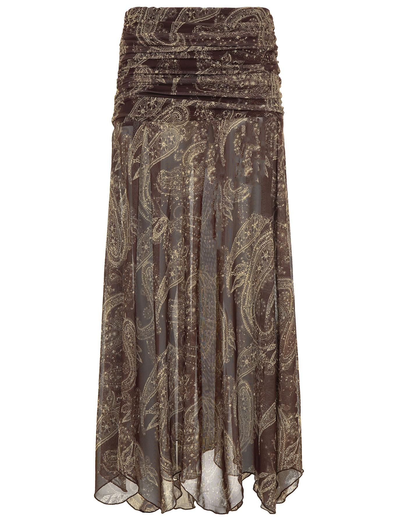 Vintage Mesh Print Fitted Long Maxi Skirt, Bohemian Vacation Style Half Skirt, Elegant Women's Fashion for Spring & Summer, Bottoms