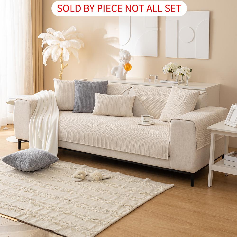 Solid Color Jacquard Chenille Sofa Cover, Jacquard Couch Covers, Non-Slip Sofa Slipcover Protector for Home & Living Room, Fits 1- to 4-Seat Sofas, Sofa Couch Cover