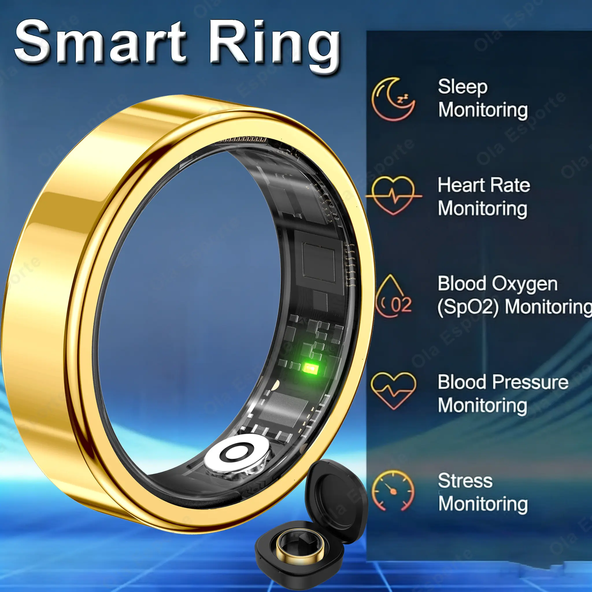 2025 Smart Ring Blood Pressure Heart Rate Sleep Monitoring Smart Ring IP68 & 5ATM Waterproof Multi-sport Mode Smartring Man Wome