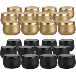 24 Pack 8oz Candle Tins with Lids, Candle Jars Containers for Candle Making, Arts & Crafts, Storage and Gifts, 12 Black & 12 Gold