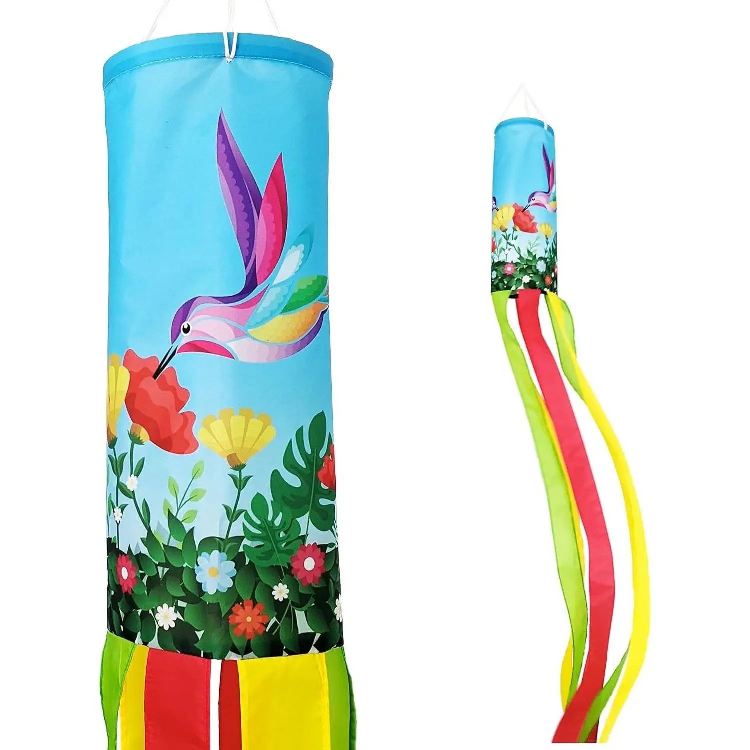 Spring Hummingbird Windsock for Outside 60 Inch | Durable Outdoor Decorative Hanging Wind Sock | Yard, Garden, Patio
