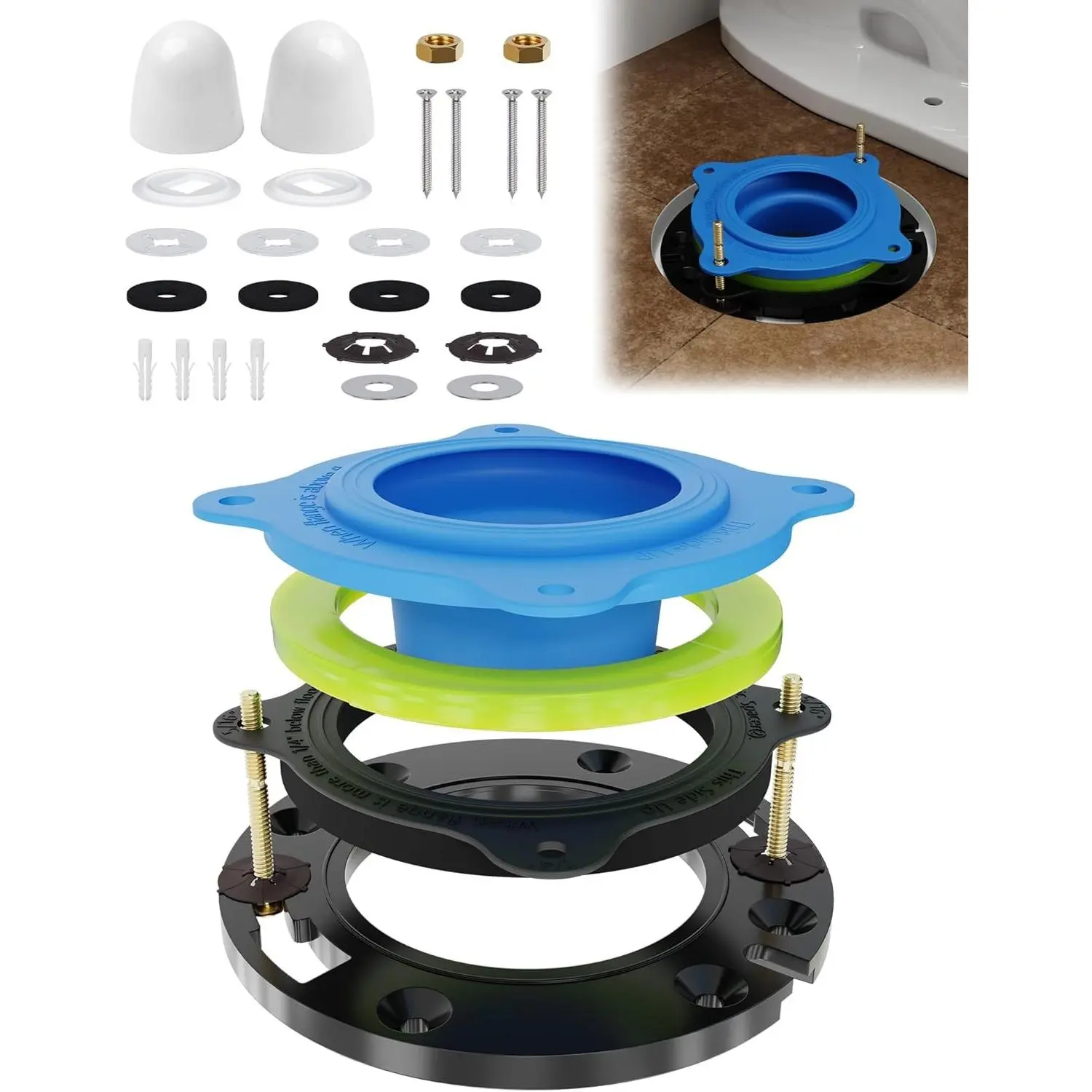 Elastic Wax Ring Toilet Flange Repair Kit for 3" & 4" Pipes, Universal Fit | Premium Toilet Seal and Gasket Replacement, For DIY Bathroom Repairs Solution, Mess-free Installation Without Sticky Residue
