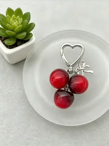1PC Cute Cherry Key Ring Keychain Fruit Pendant Alloy for Bag Key Accessories