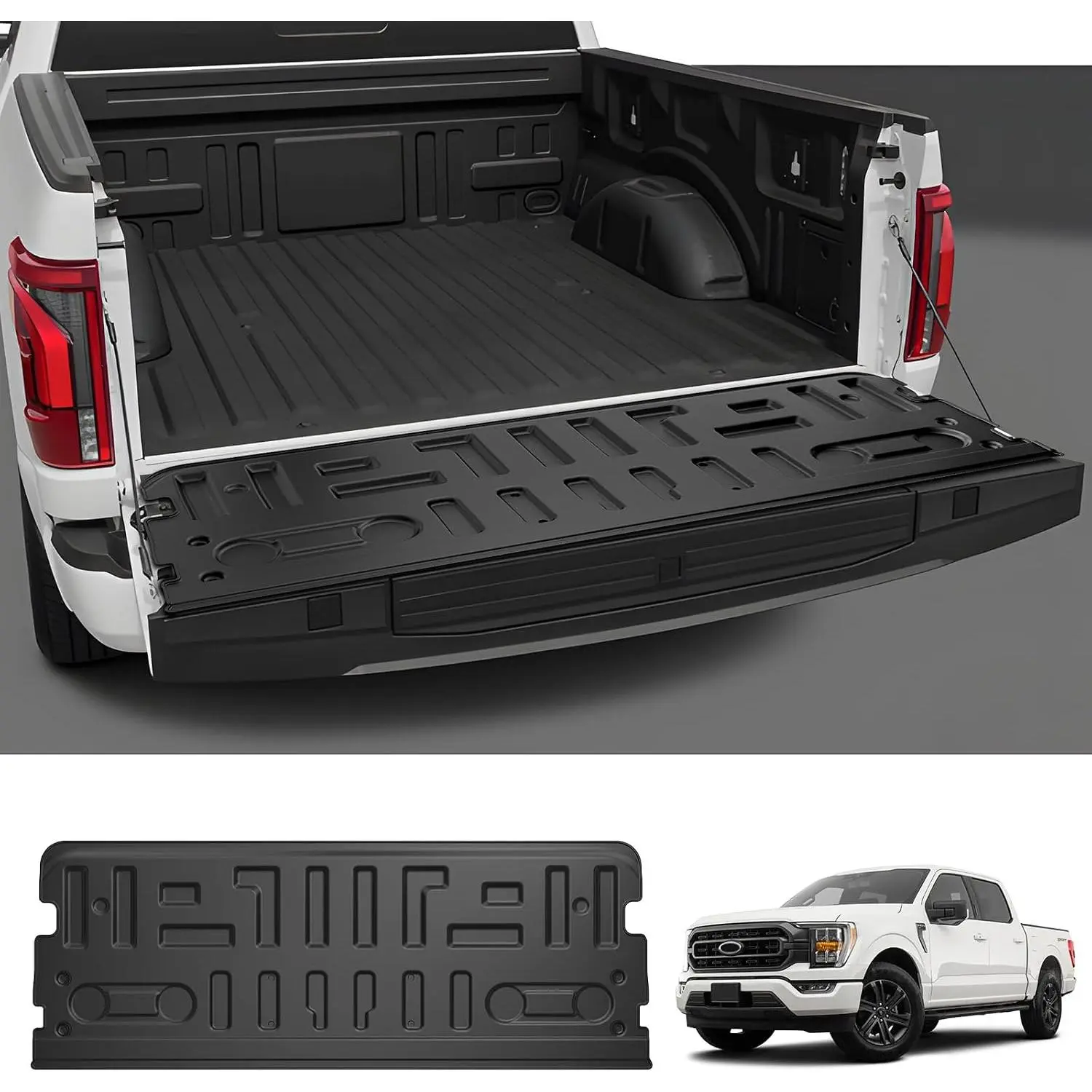 F150 Tailgate Mat - Tailgate Liner for  F150 2021-2026(Not Fit Work Surface or Pro Access Tailgate),  Weather Tailgate Protector Liner for F150 Accessories, Heavy Duty Rubber Mats
