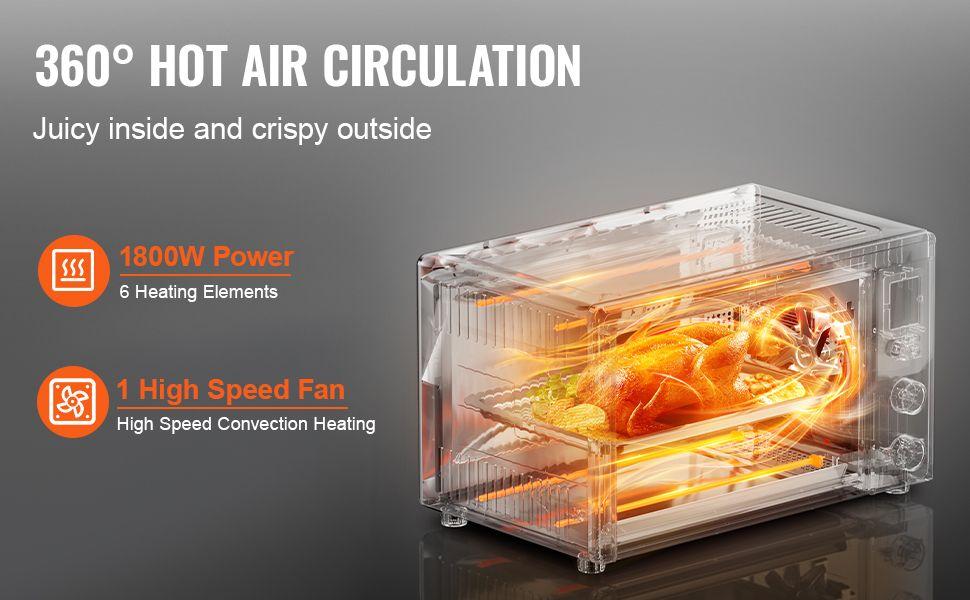 VEVOR Countertop Convection Oven 28L Toaster Baker 10-IN-1 1800W for Home Use