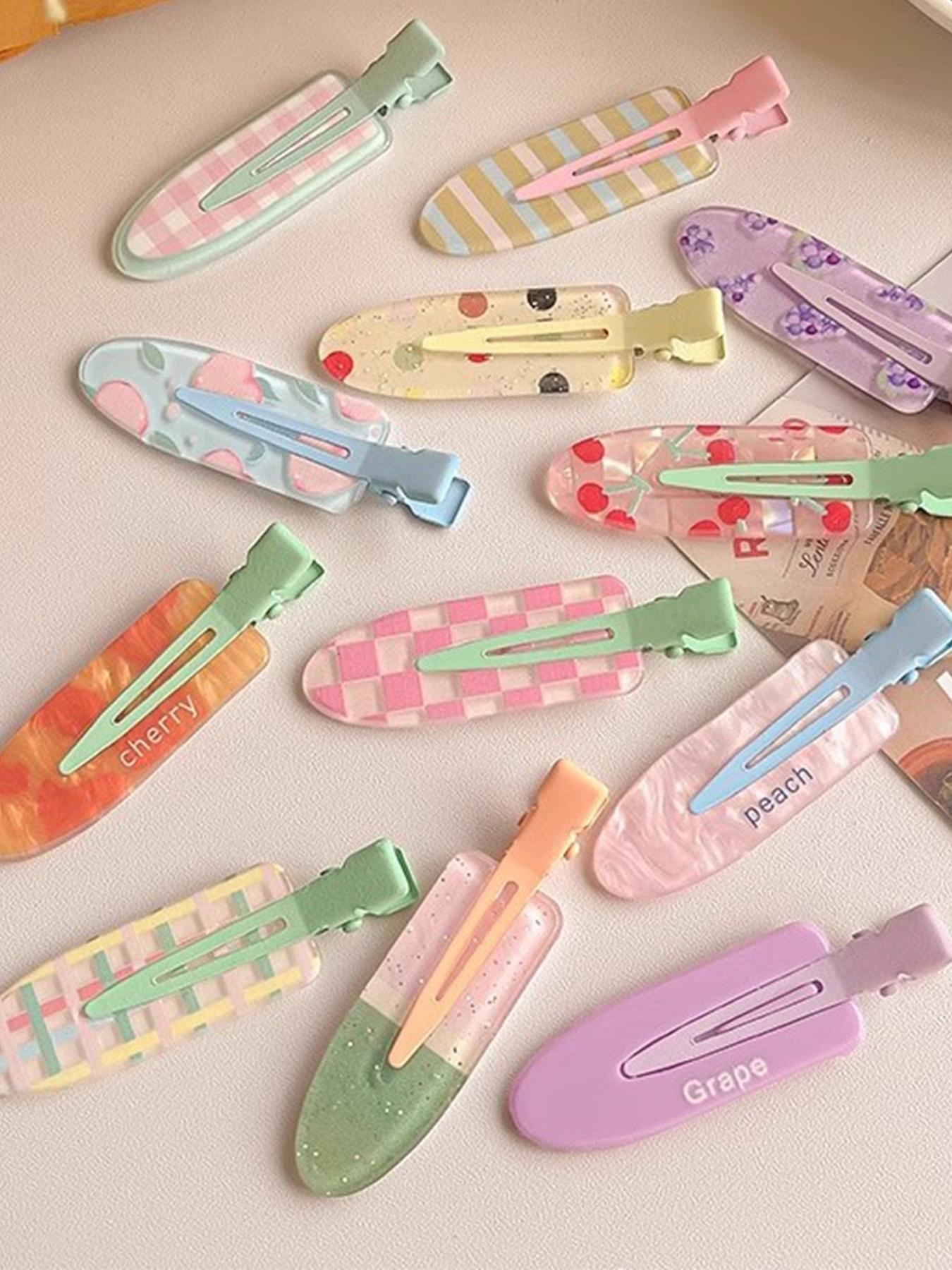 Dopamine Colorful Hair Clips Set, Cute Grape Design, Side Clip & Splitter, Fashion Accessories for Women, Daily Use