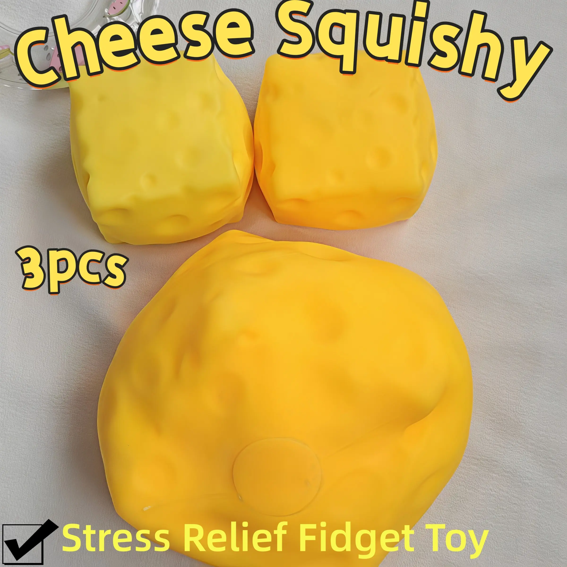Soft & Slow-Return Cheese Block Toy, Plush Squishy Toy with Squeeze Function, Perfect for Play and Relaxation