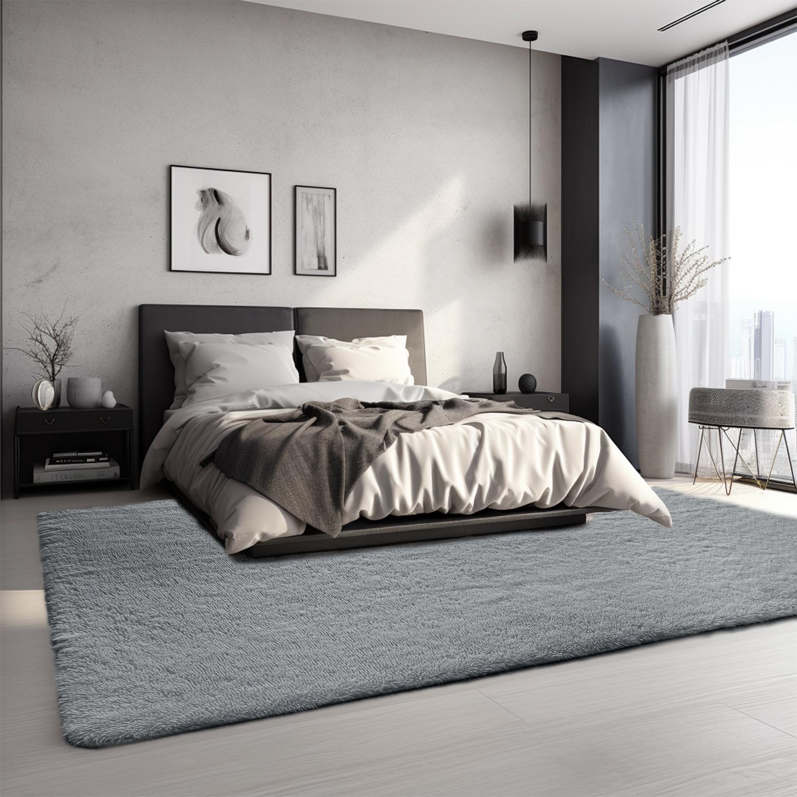 FAMVAL Large Size Plush Rugs Big Fluffy Area Rug Non-slip Soft Shaggy Carpet Mats for Livingroom Bedroom Nursery Home Decor Light Gray Christmas gifts