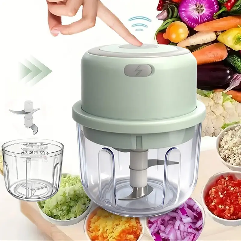 450ml Mini Kitchen Garlic Press Chopper Electric Garlic Chopper Meat Grinder, USB Rechargeable Masher