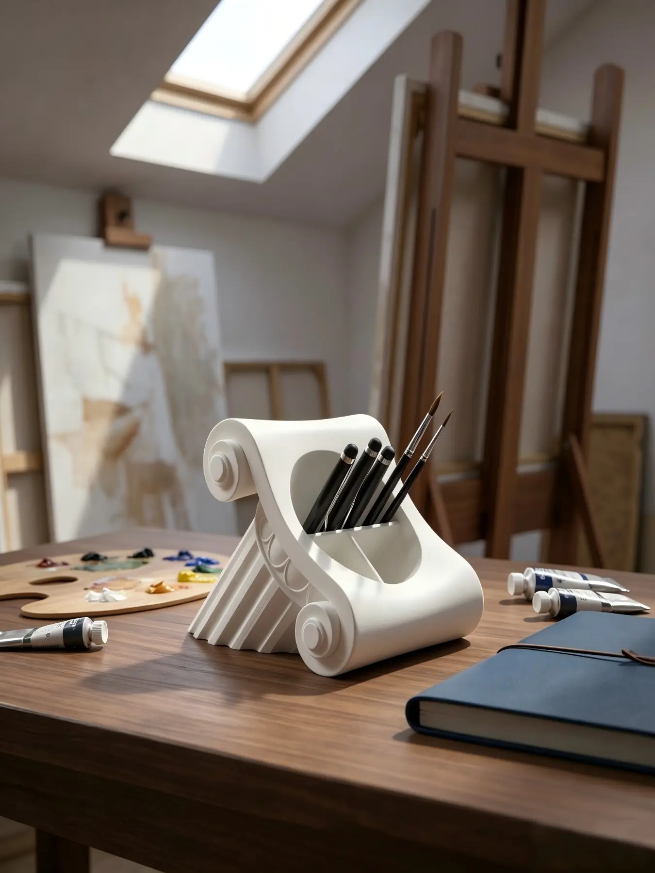 3D Printed Roman Column Desk Organizer, Multi-Functional Pen & Makeup Brush Holder, Elegant Home Decor Accessory