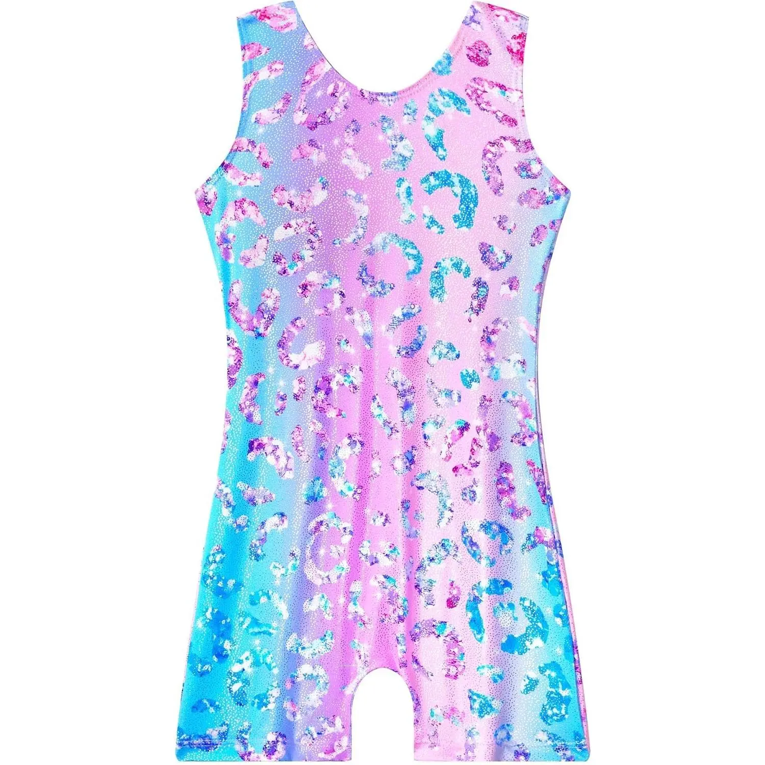 Girls Gymnastics Leotard 4-Way Stretch Quick Dry Racerback Leotard for Kids Age 1-10 Pink Glitter Star Print