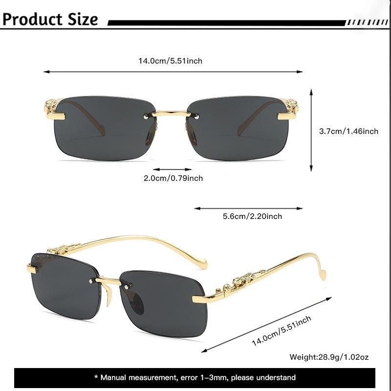 2026 New Trend Retro Rimless Square Sunglasses for Women Men Metal Temple Rectangle Frameless Eyewear Shades