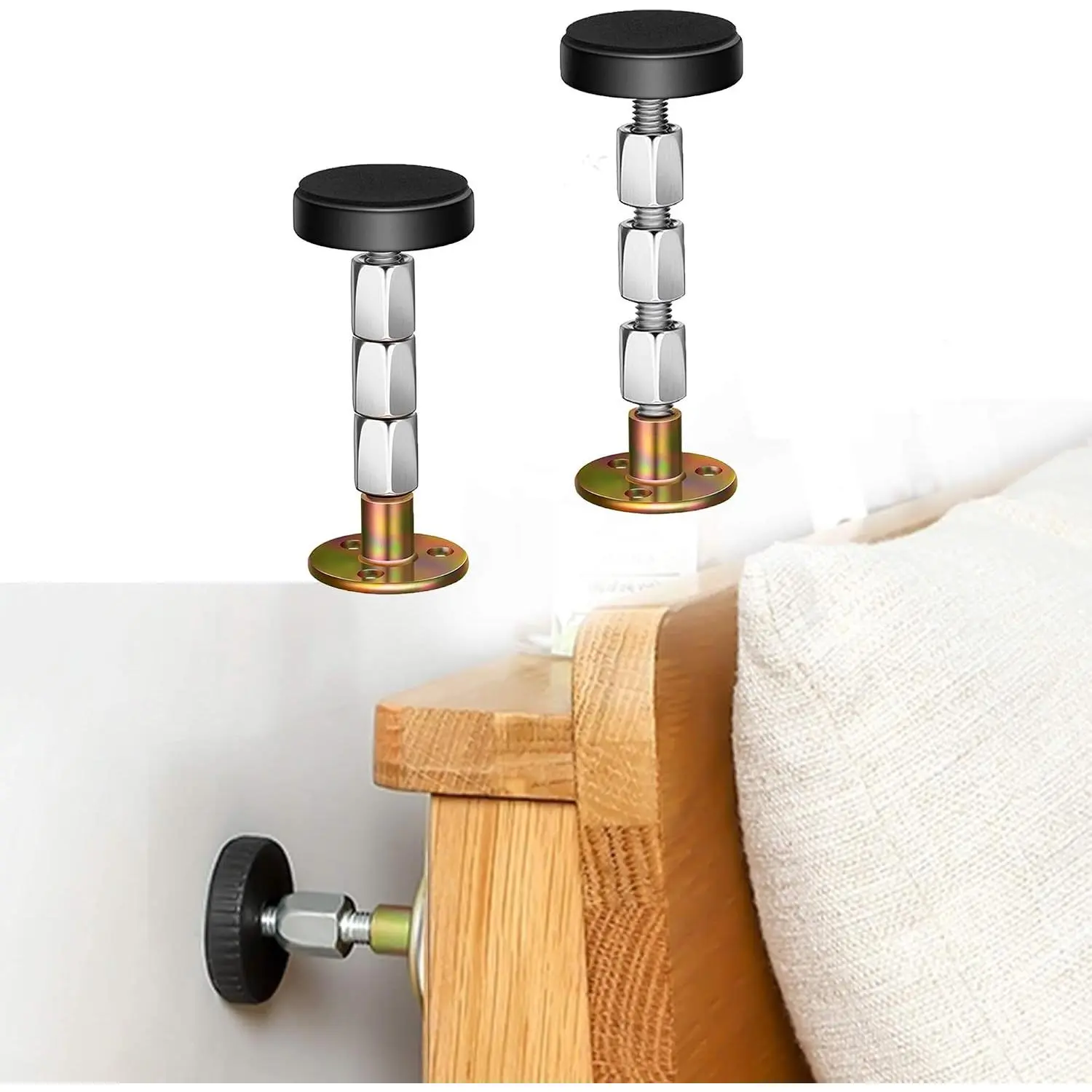 Adjustable Headboard Stoppers, 30-112mm | Adjustable Threaded Bed Frame Anti-Shake Tool,Bedside Headboards  loosening Anti-Shake Fixer, Easy Install
