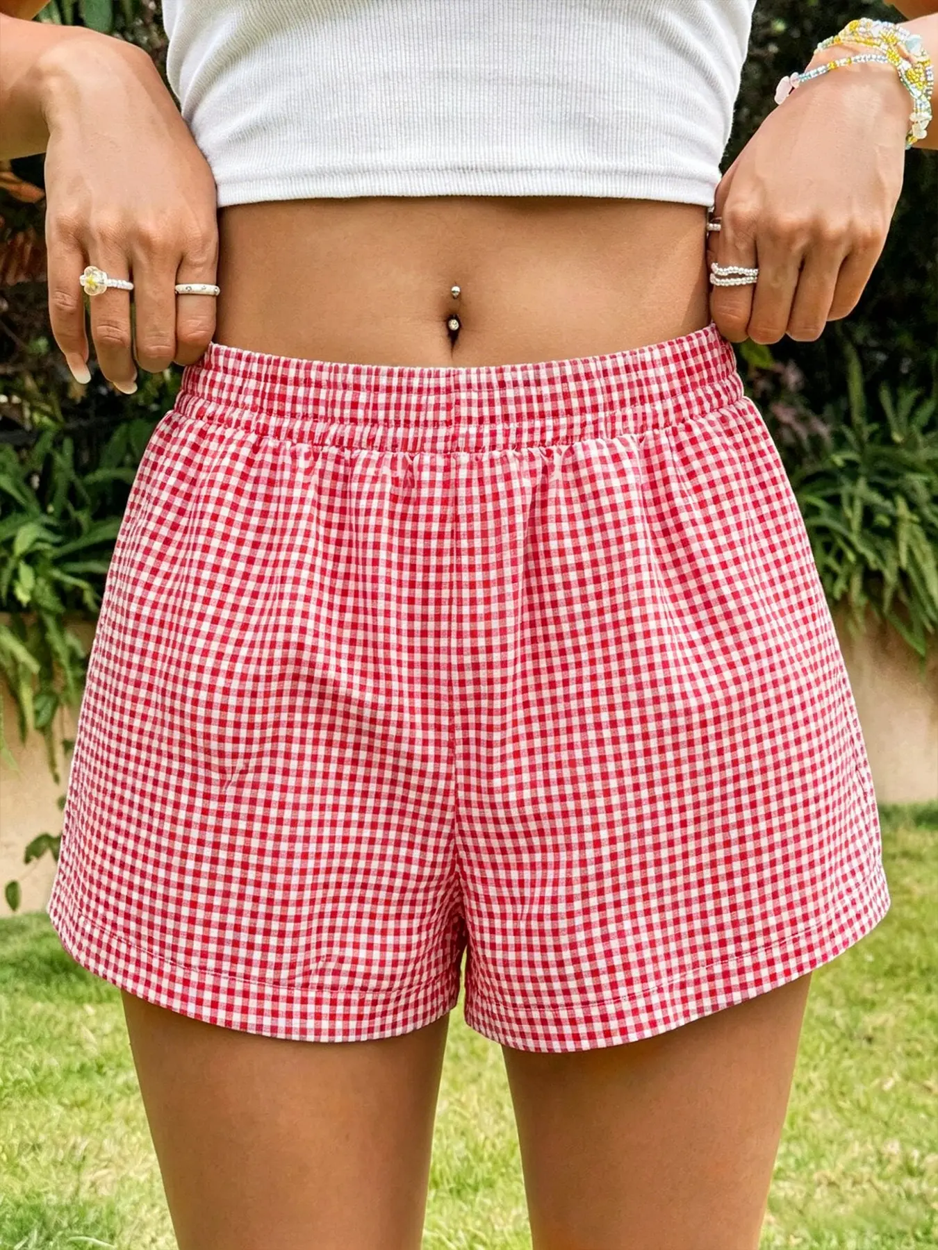 Y2K Gingham Shorts for Women, High Waist Plaid Boxer Shorts, Vintage Aesthetic Casual Summer Bottoms, E Girl Streetwear Loose Fit Comfy Loungewear Pajama Alternative Pants, Trendy 2000s Outfits, Pajamas Shorts