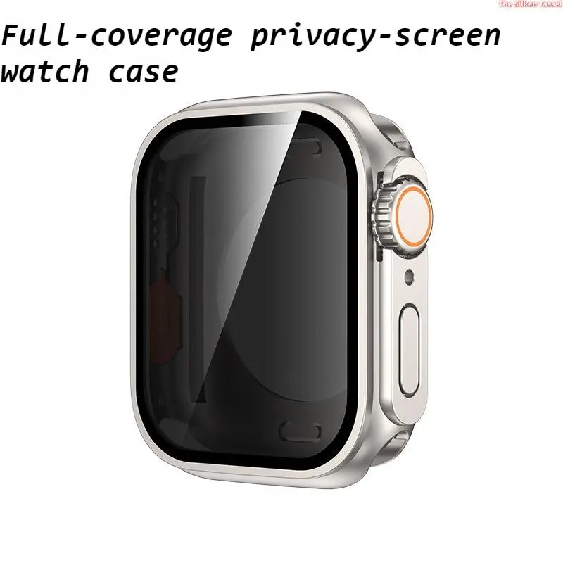 DIY Bag Protective Accessory, Full-Coverage Smart Watch Privacy Case with Built-In Privacy Screen, Plastic Polycarbonate Anti-Spy Protection & Tempered Glass, Compatible with Series 1-11 SE Ultra (38/40/41/42/44/45/49mm; Watch Not Included)