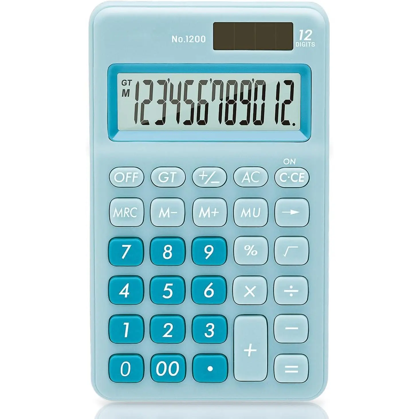 Standard Function  Calculator, 12 Digit Desktop Calculator with Large LCD Display, Solar   Power Office Calculators, Blue
