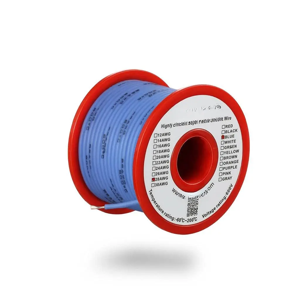 28 AWG Stranded Tinned Copper Conductive Wire Spool, 50 ft Black Flexible Electrical Wire for Home Improvement