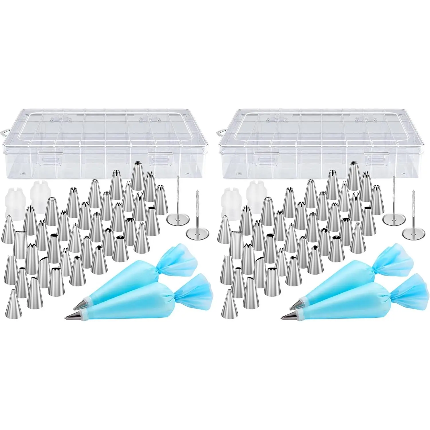 42 count Piping Bags and Tips Set, Cake Decorating Supplies Kits for Baking with 36 Numbered Frosting Icing Tips, 2  Pastry Bags, Easy Carry Storage Box and Other Baking Tools (Pack of 2)