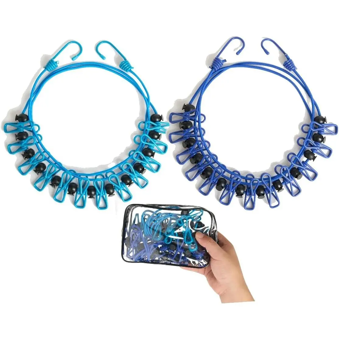 2 Pack Retractable Portable Travel Clothesline, Camping Clothing Line Set