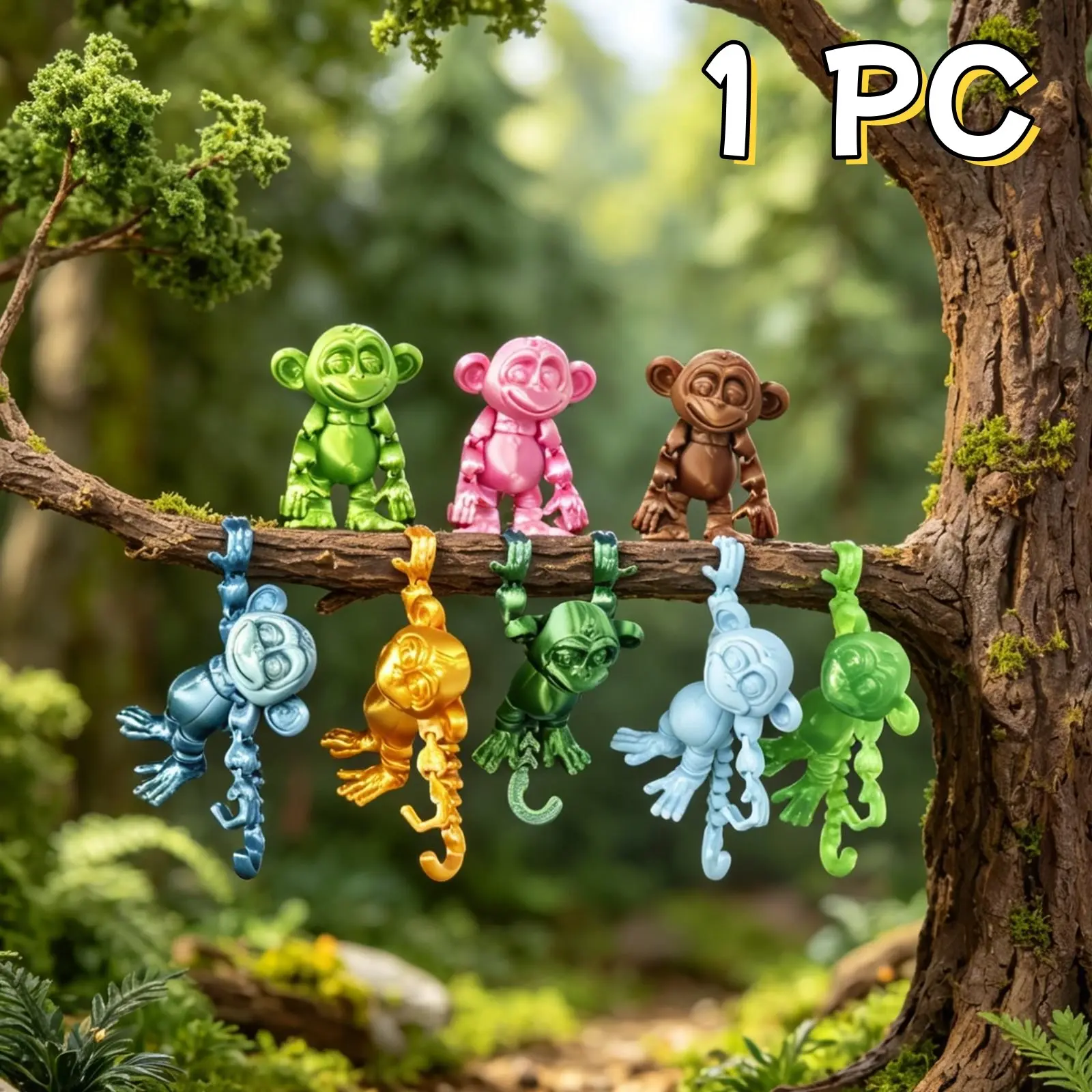 3D Printed Long-Tailed Monkey Ornament, Movable Joints, Wall-Mounted Decor, Cute Home Decoration, Perfect Gift Idea, Festival Decor, Animal Decorative Figurines, Articulated Animal Figurines