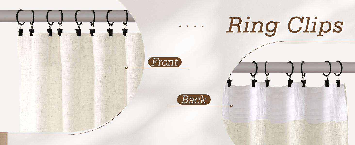 Linen Curtains 96 Inches Long for Living Room 2 Panels Back Tab Modern Farmhouse Light Filtering Soft Linen Draperies Privacy Boho Long Curtains for Bedroom Dining Ivory Cream W52 x L96