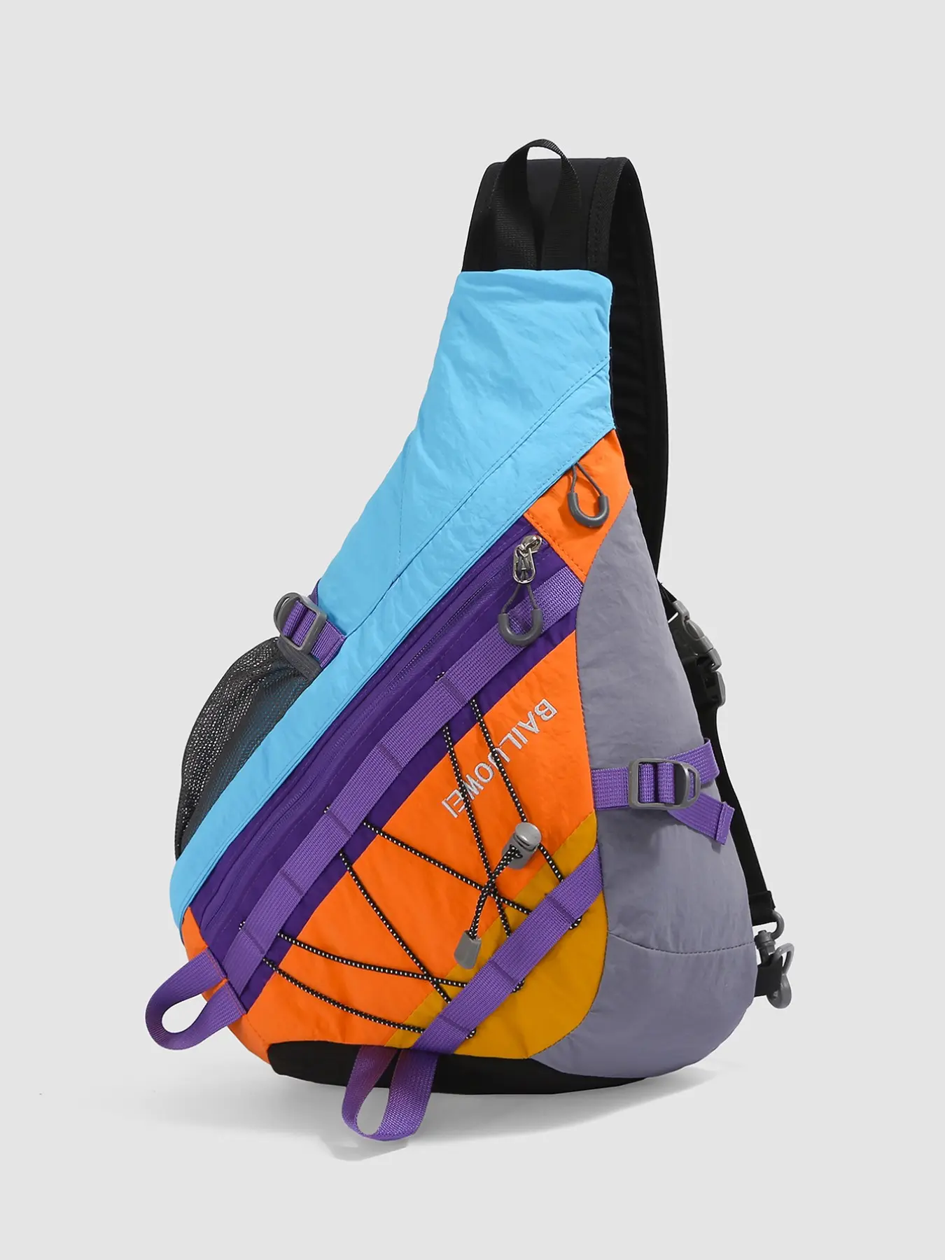 Dopamine Colorblock Triangular Chest Bag, Lightweight Waterproof Nylon Crossbody Shoulder Bag, Outdoor Hiking Camping Backpack