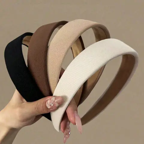 4pcs 38cm/14.96in Circumference Women's Vintage Elegant Solid Color, Fashion Versatile Hair Accessories Hairbands Suitable For Daily Wear, Washing Face, Makeup, Outfit Matching ,Head Piece