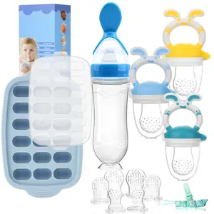 Baby Breastmilk Popsicle Molds & Baby Fruit Feeder-Silicone Food Freezer Tray Storage Containers,Infant Food Pacifier Feeder and Teether  Babies Easter Bunny Gifts  Boys and Girls