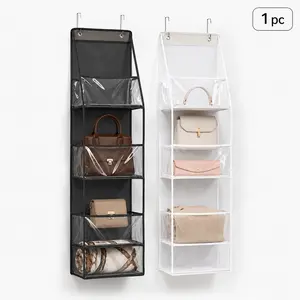 4-Tier Nursery Door Organizer, Clear View Hanging Baby Storage for Diapers, Toys, Clothes, Wipes & Kids Room Essentials,Kraft