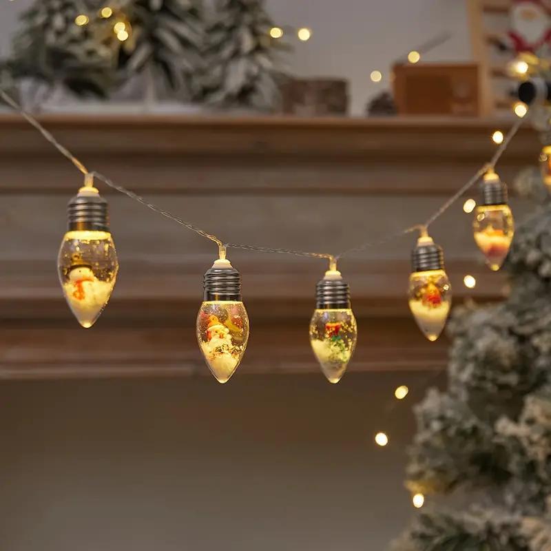 Safe Christmas Wish Ball Decoration Light Set, Santa Snowman Reindeer String Lights for Christmas Tree Decorations, Holiday Scene Setup, Led Ball Lights