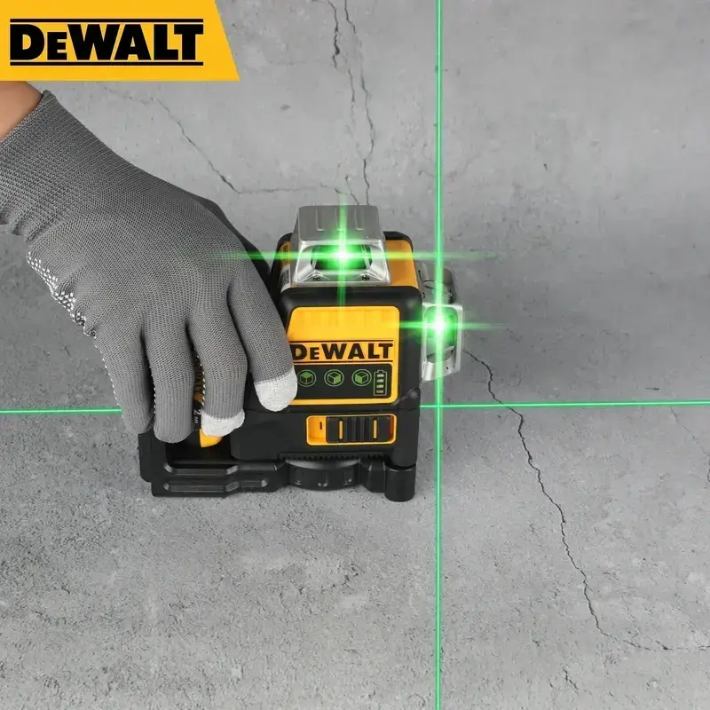 Dewalt NEW DW089LG Laser Level Tool, 12-Line 3-Side 360-Degree Vertical/Horizontal Green Laser, 12V Lithium Battery, Outdoor Leveling Device