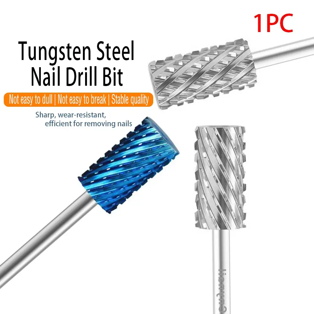 1pc Cylindrical Flat Head Tungsten Steel Nail File, Manicure Nail Care Tool, Gel Polish Remover, Ideal for Studio & DIY