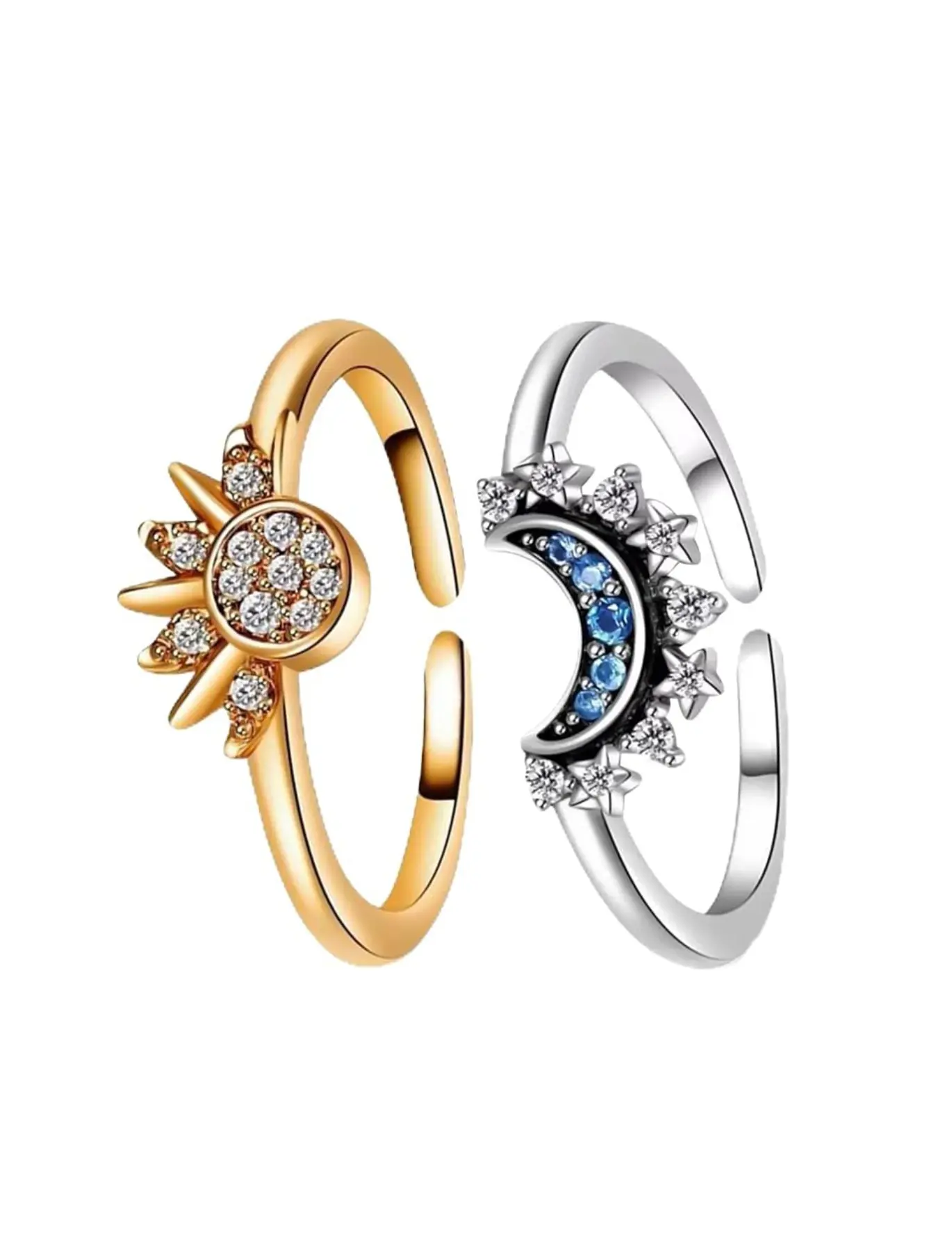 Adjustable starry sky ring, set with blue sapphire, a daily stress-reducing ring, can be layered, a friendship commitment pair of rings, a birthday gift or commemorative gift