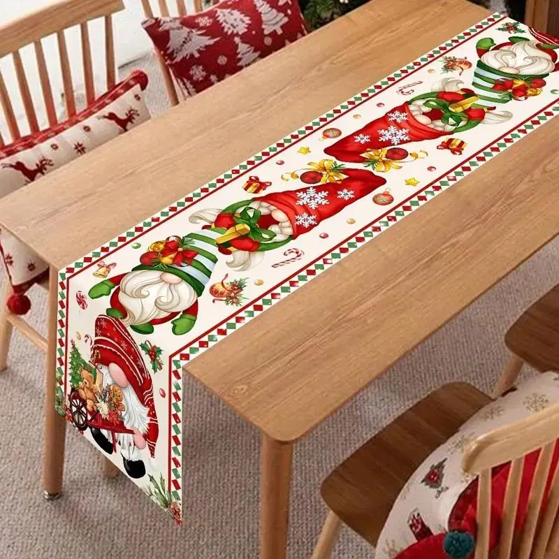 1 Counts Dwarf style Christmas table flag, polyester Christmas decorative table flag, suitable for Christmas family gatherings, Holiday party table center decoration supplies
