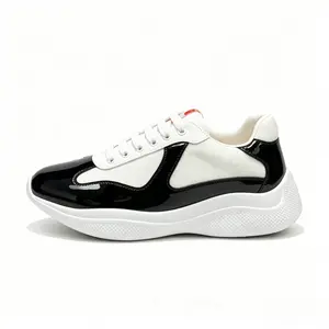 2026 latest model, black lacquer with white mesh, breathable casual fashion sports men's shoes, birthday gift