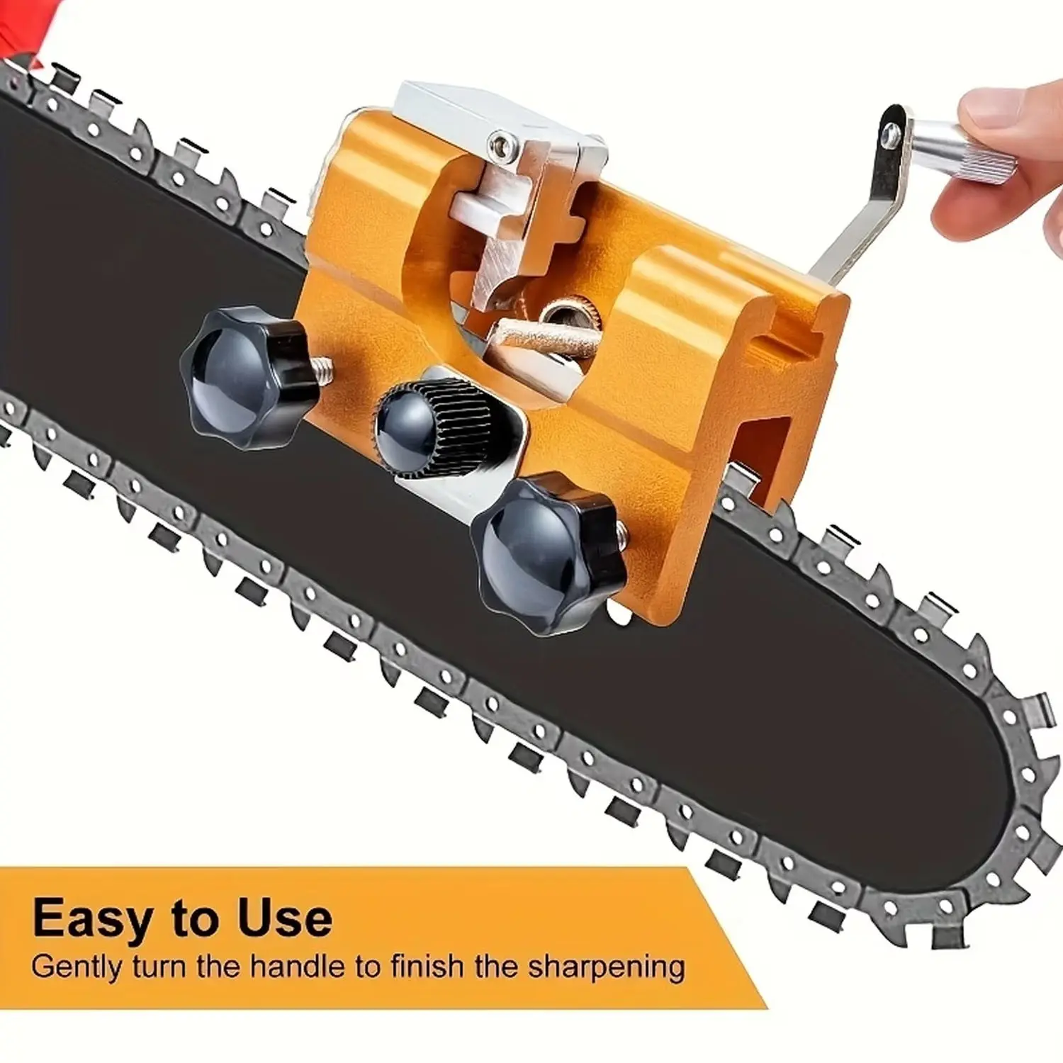 Portable Hand Crank Chainsaw Sharpener, Quick Chainsaw Sharpening Tool, Portable Chainsaw Sharpening Kit, Suitable for All Types of Chainsaws