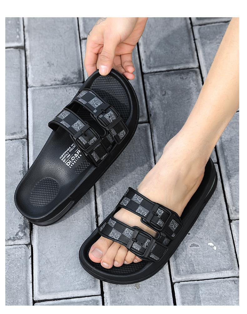 Fashion Slippers for Men 2026 Summer New Design Slides Luxury Leather Slipper Casual Beach Shoes with Air Cushion