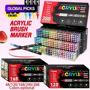 Acrylic Paint Soft Brush Markers Set, Soft Brush Tip, Automatic Ink Control, Paint Markers for Wood, Stone, Canvas, Glass, Fabric, DIY Crafts, Art Craft Supplies, Acrylic Marker Pen #GLOBAL PICKS