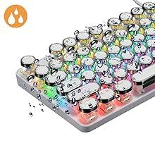 Typewriter Style Mechanical Gaming Keyboard RGB Backlit Wired with Blue Switch Retro Round Keycap 104 Keys Keyboard (R-White)