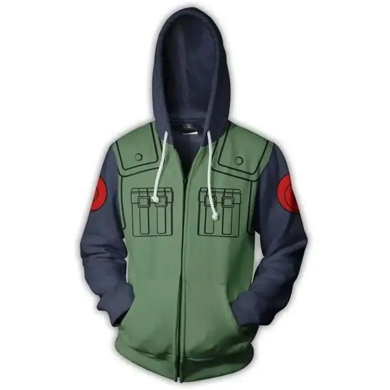 2025 Anime Kakashi Cosplay Zippered Hoodie Coat, Women's Long-Sleeve Casual Wear Clothes, Autumn Halloween Costume Sweater Top