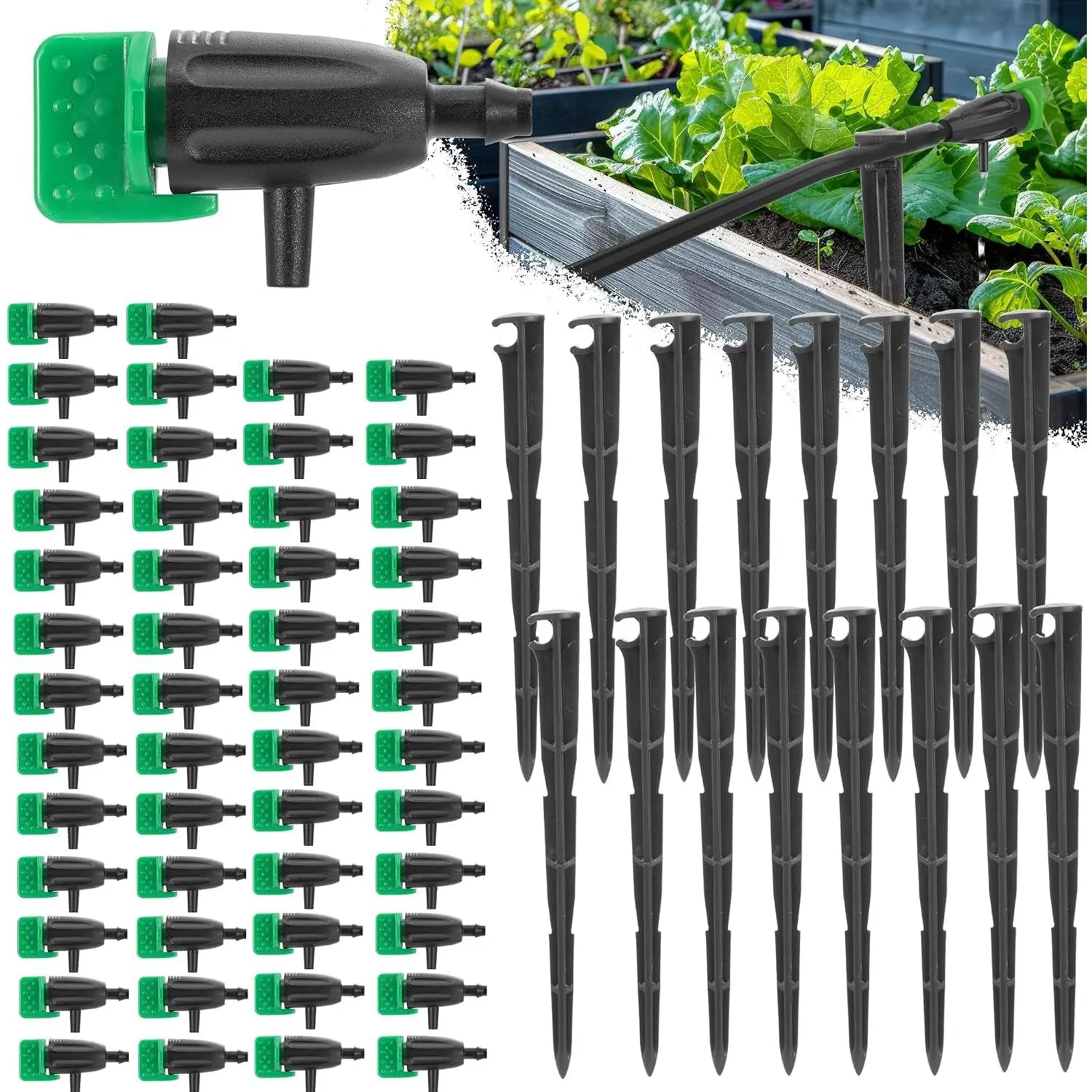 30 Adjustable Water Flow Irrigation Dripper with Support Stakes | Drip Irrigation Emitters Irrigation Drippers for Garden Lawn   Flower Irrigation Watering System