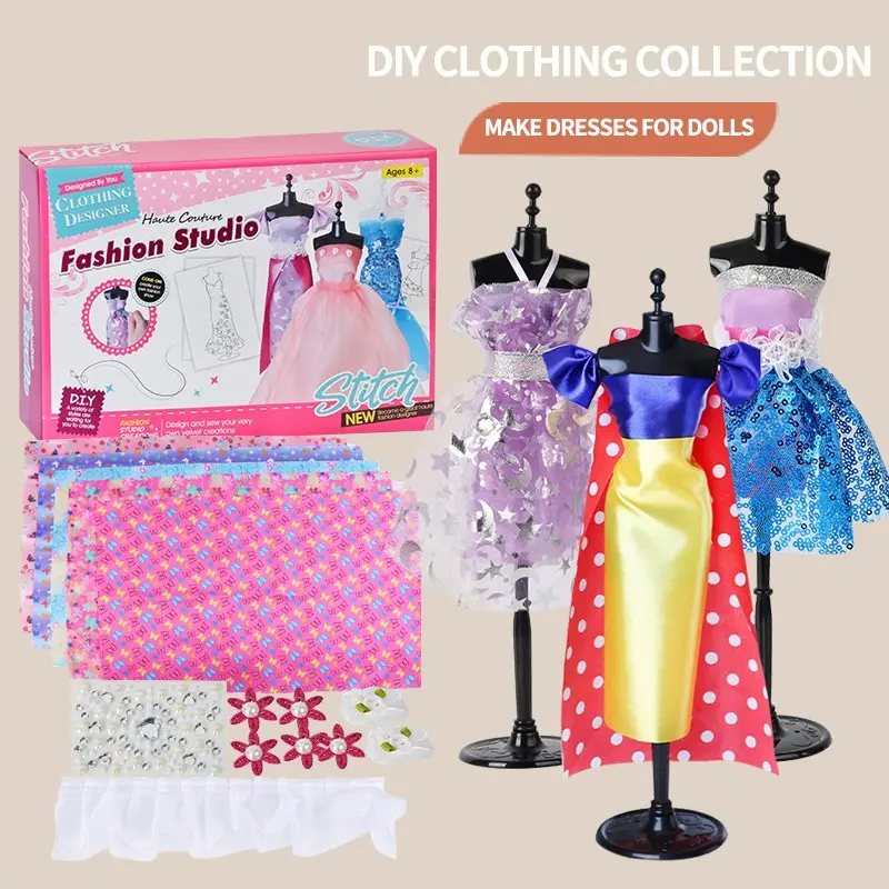 DIY Sewing Toy for Kids, Mini Dress Design Craft Kit, Creative Costume Making, Birthday Gift for Girls Ages 8-12, Holiday Present