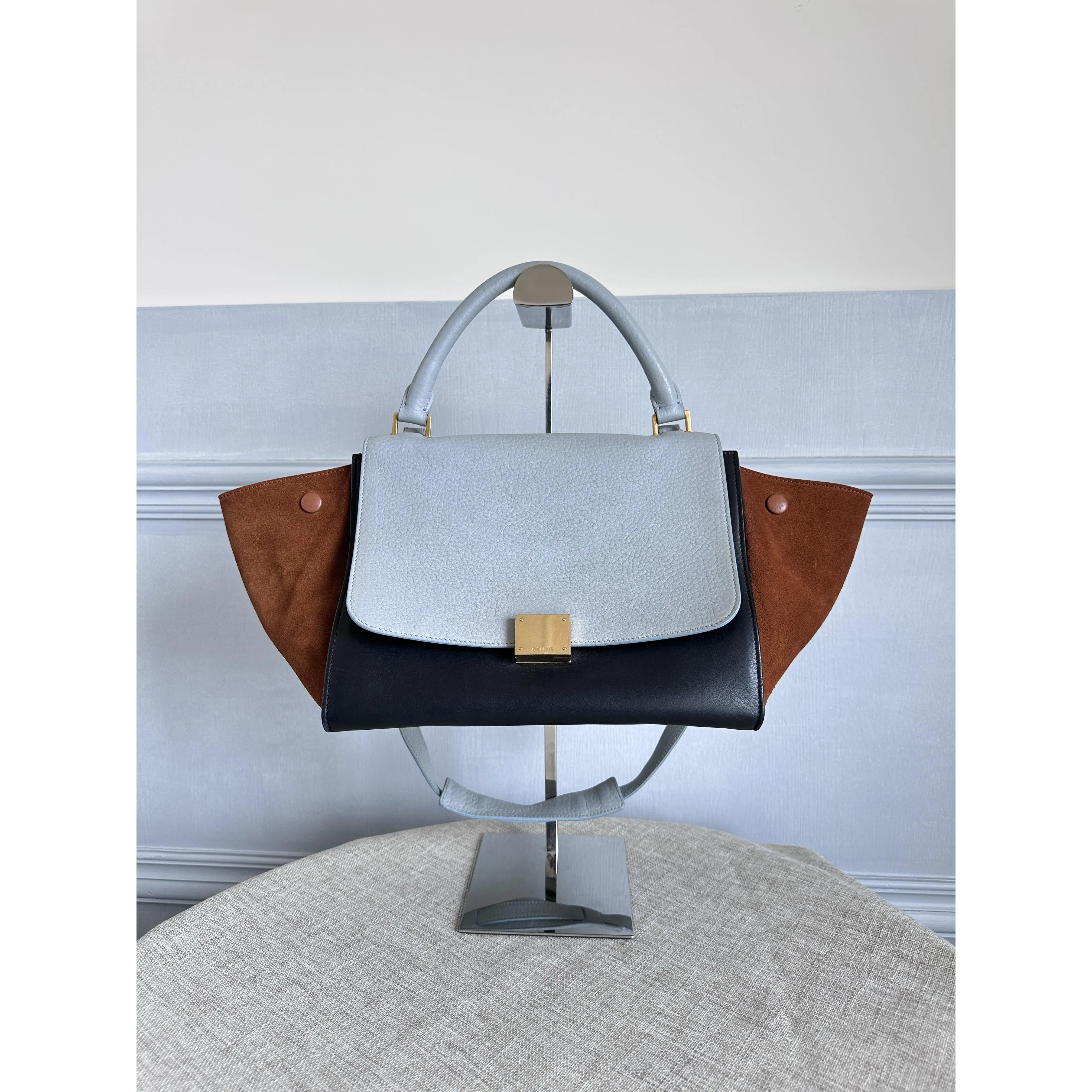 Pre-owned Celine Trapeze Tri Color 2 Way Handbag