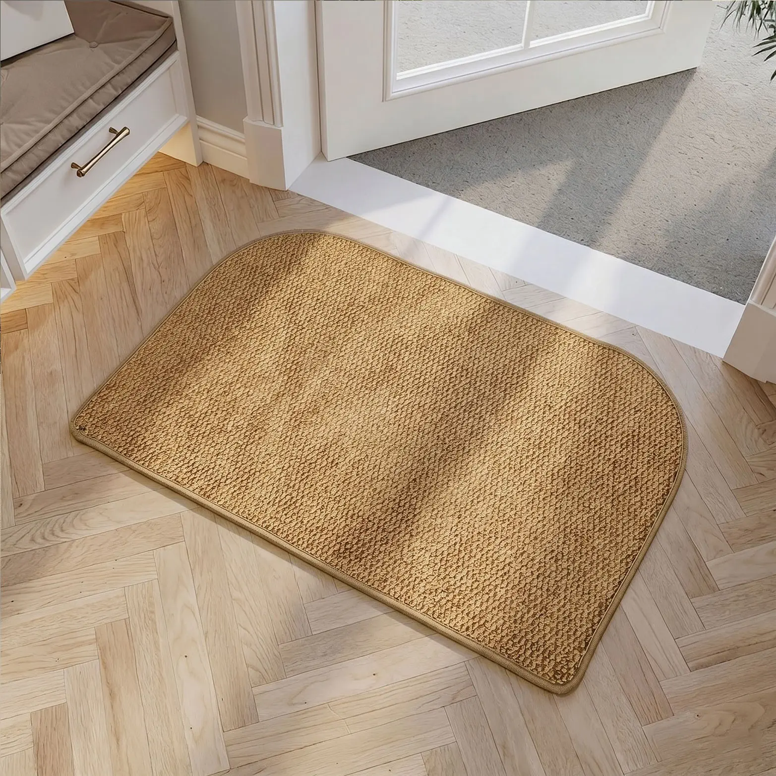 1pc Minimalist Geometric Round Corner Rectangular Entrance Mat, Pineapple Grid Polyester with TPR Anti-Slip Base, Mud-Cleaning Doorway Rug Anti Slip Rugs Non Slip Doormat Front Door Mat for Entryway Kitchen Hallway, Durable & Easy-Clean Modern Decor