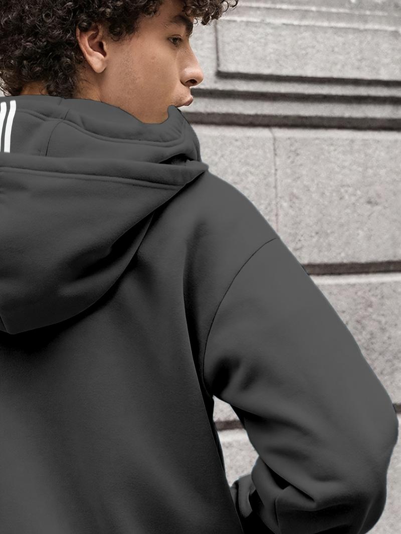 1pc TNZI men's full zipper windproof mask hoodie long-sleeved jacket versatile and fashionable urban style, with zippers and pockets - warm, windproof and durable, suitable for daily or outdoor autumn/winter wear