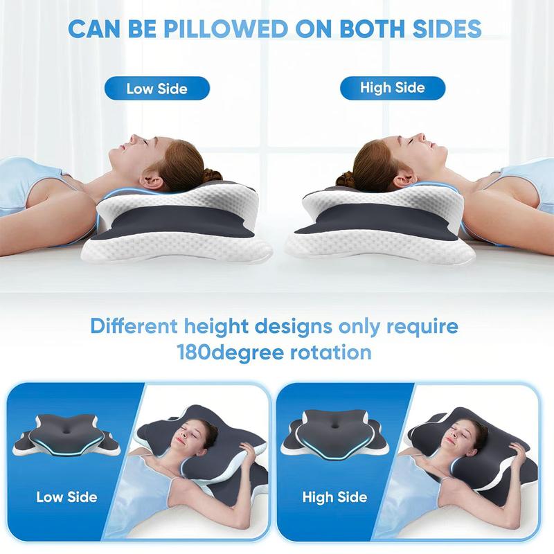 Memory Cotton Neck Pillow, Soft Ergonomic Support for Side Sleepers and Back Sleepers, Comfortable Sleeping Pillow for Better Sleep